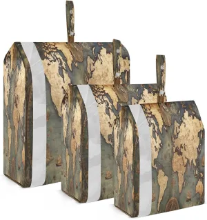 Old Rustic World Map Packing Cubes for Travel 3 Set Packing Essentials Luggage Cubes for Carry On