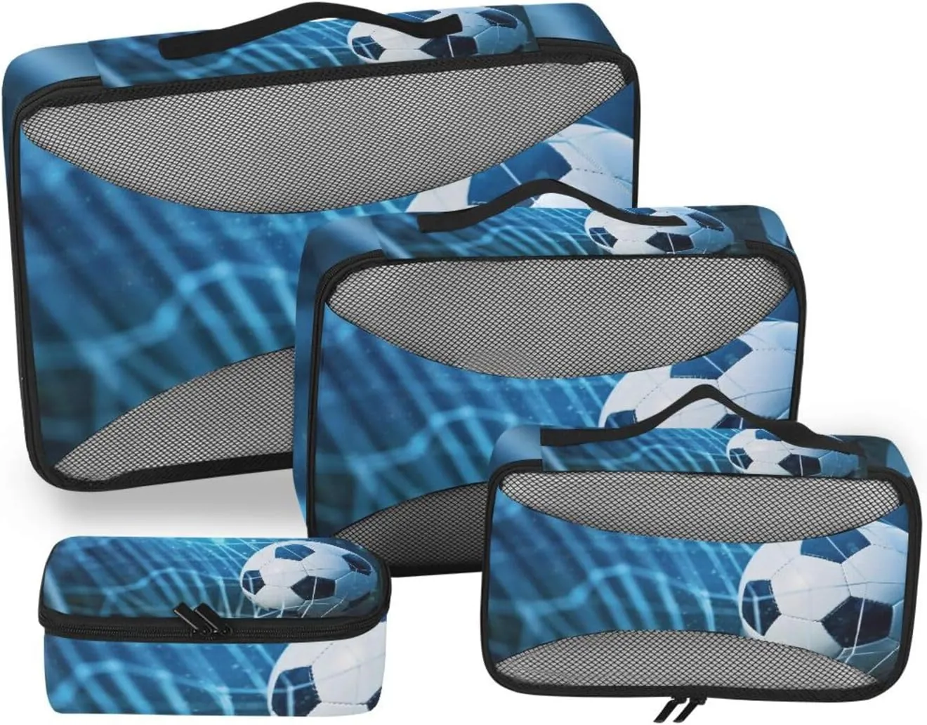 Packing Cubes for Travel 4 Set Soccer Goal Luggage Set Suitcase Organizer Bags Mesh Accessories Storage Pouch Toiletry Packing Cubes