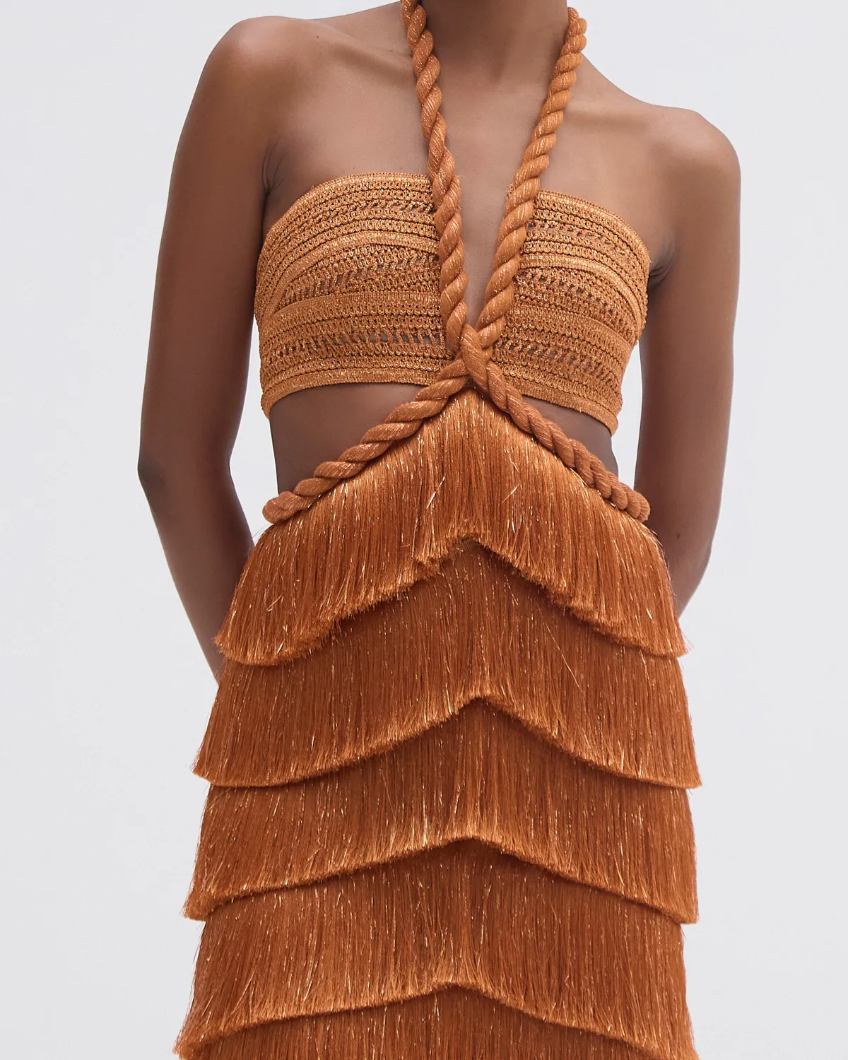 PAMPAS FRINGE CUT OUT MINI DRESS