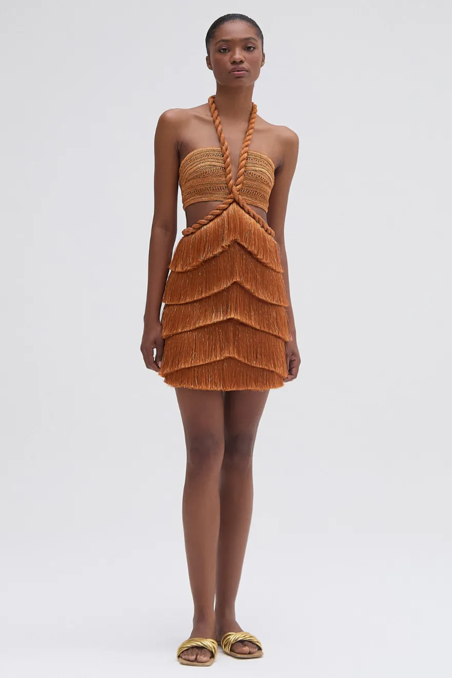 PAMPAS FRINGE CUT OUT MINI DRESS