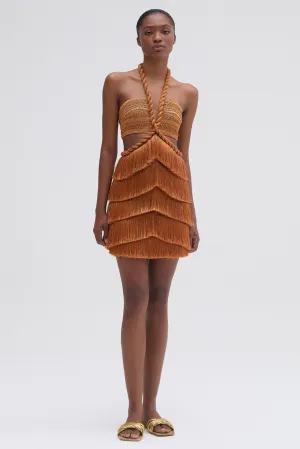 PAMPAS FRINGE CUT OUT MINI DRESS