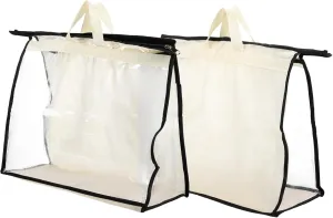 PartyKindom 2 Pack Tote Bag Storage Covers Pvc Dust Protection Bag Large Capacity Breathable Sealed for Closet Door Shelves