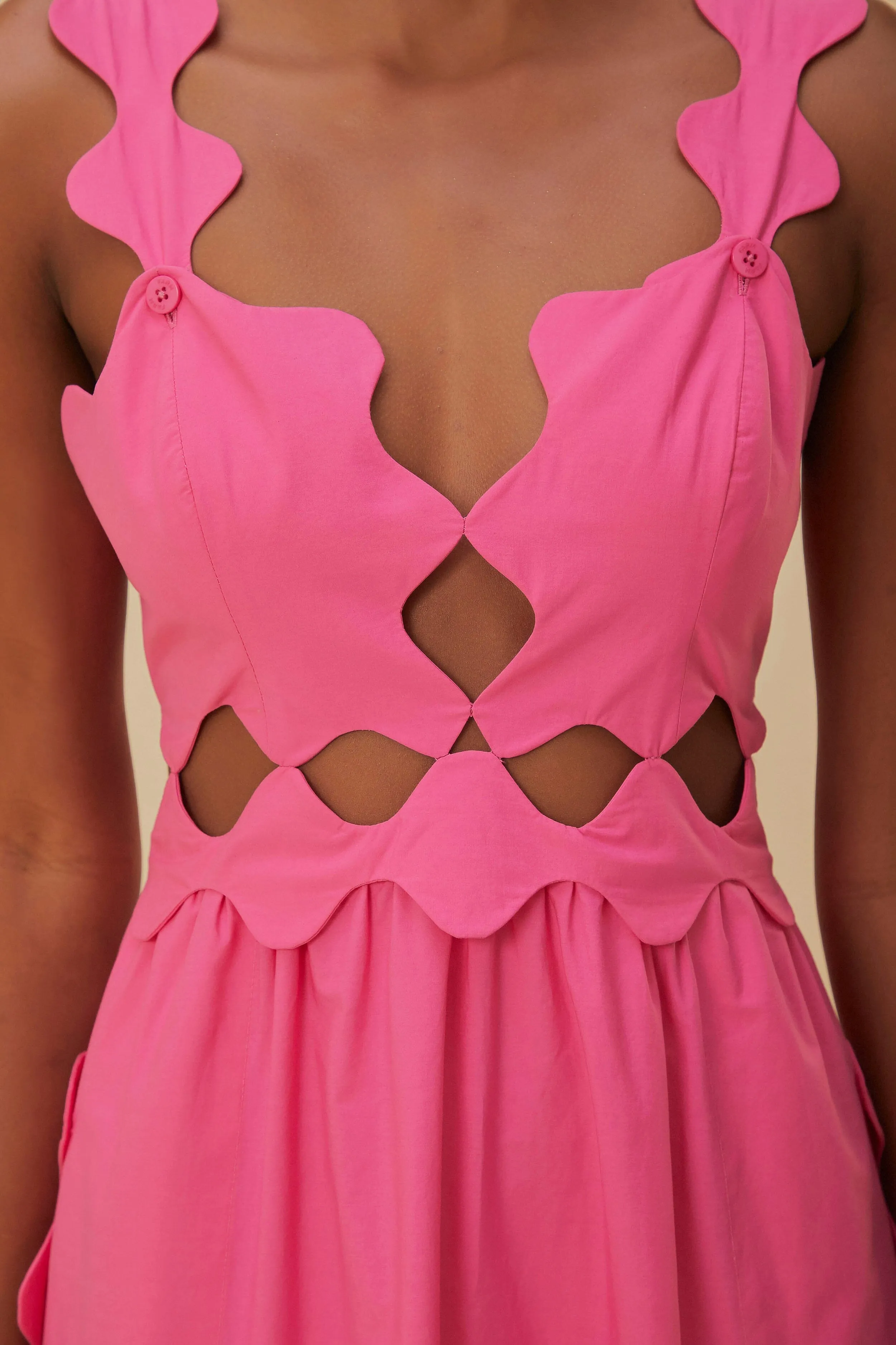 Pink Cut-Out Organic Cotton Midi Dress