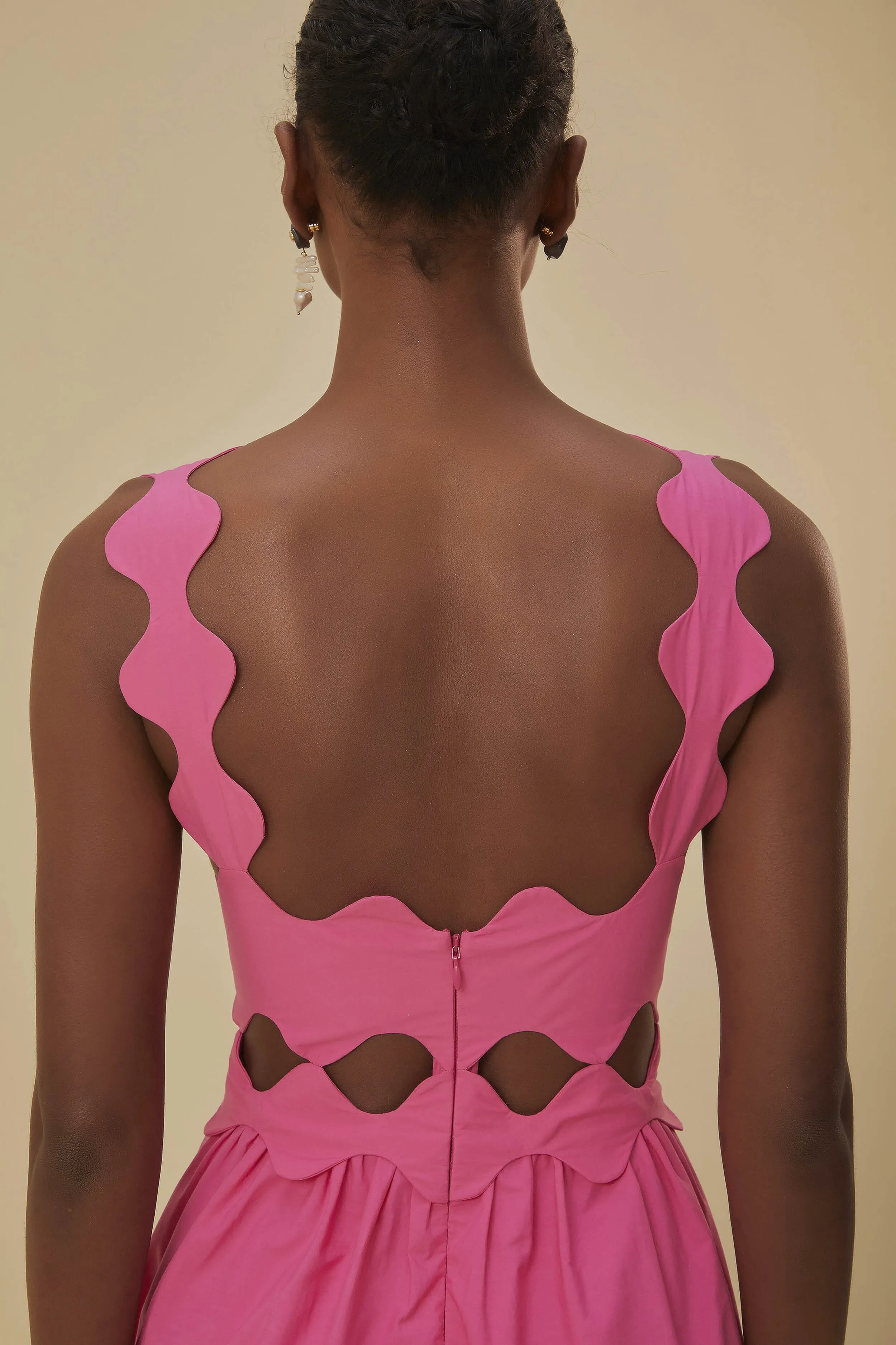 Pink Cut-Out Organic Cotton Midi Dress