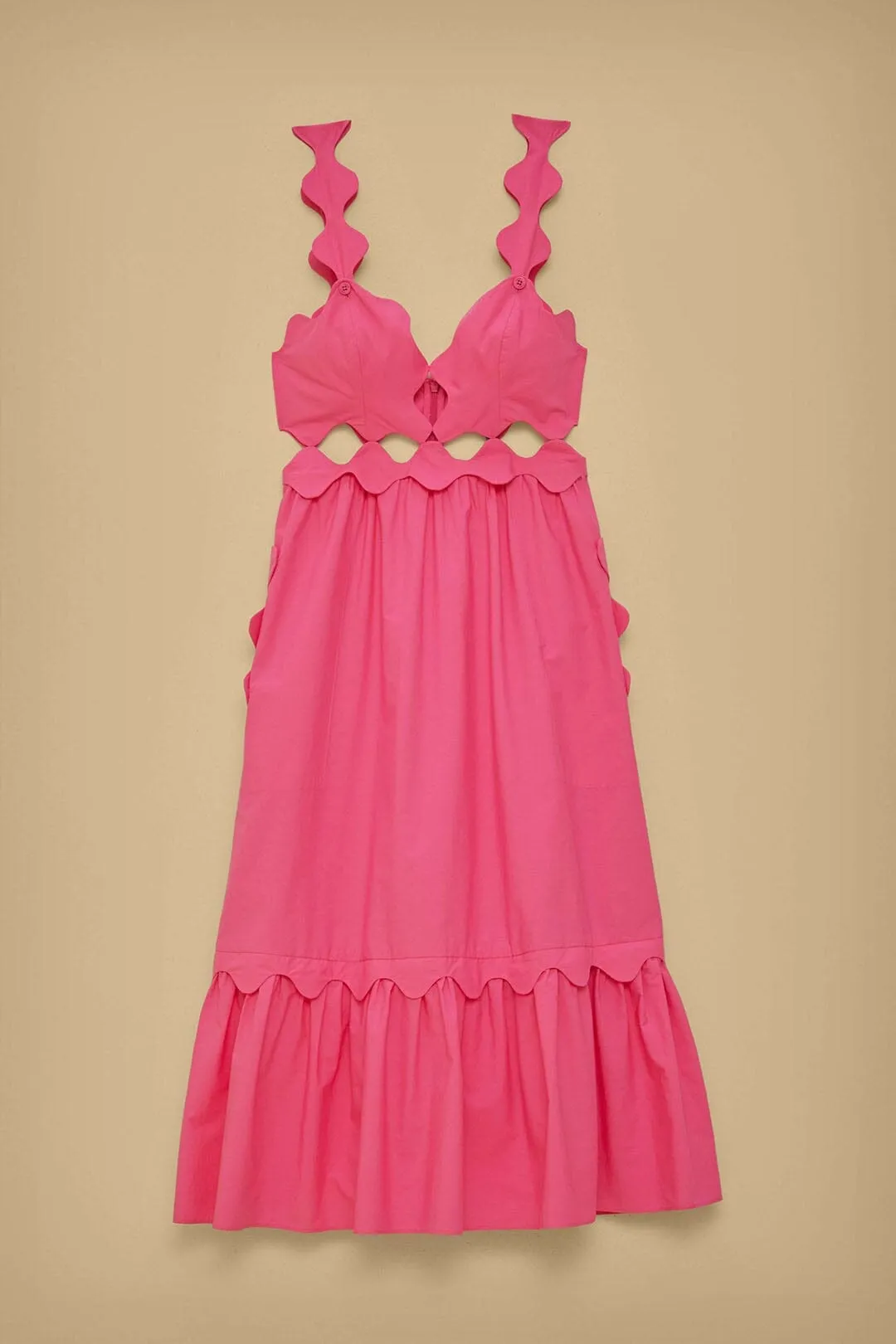 Pink Cut-Out Organic Cotton Midi Dress