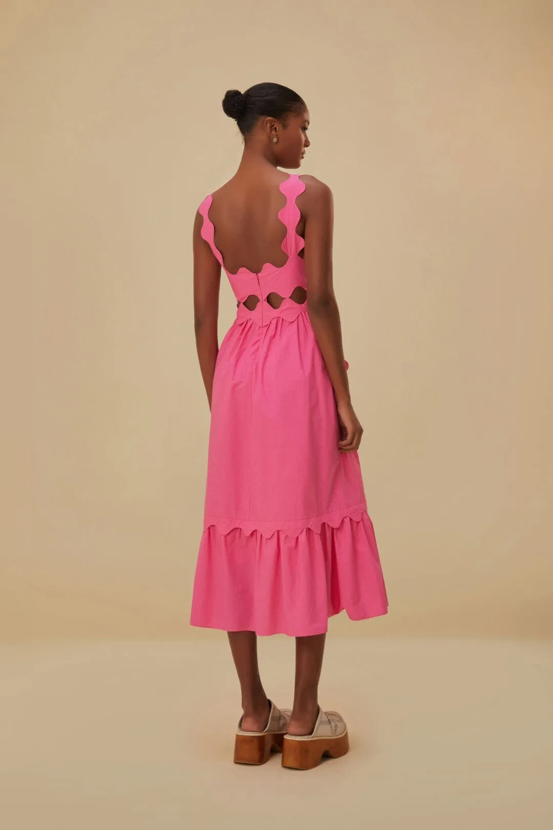Pink Cut-Out Organic Cotton Midi Dress
