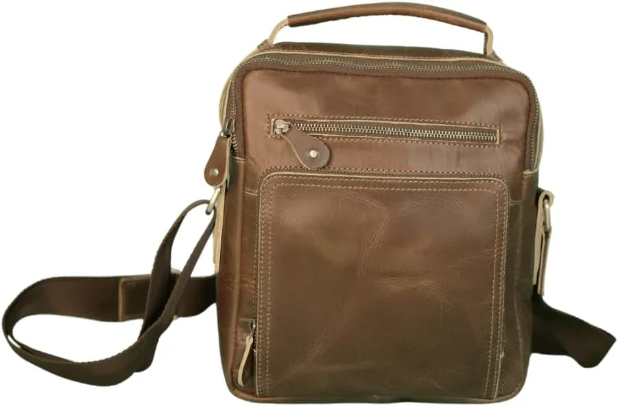 Pure Rustic Leather Vintage Genuine Leather Cross-Body Messenger Satchel Bag Sling Bag Men & Women 11 Inch