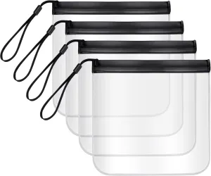 Quacc 4 PCS Clear Airport Security Liquid Bags, Reusable Waterproof Leakproof 20 x 20 cm TSA Approved Security Toiletry Bag, Travel Essentials