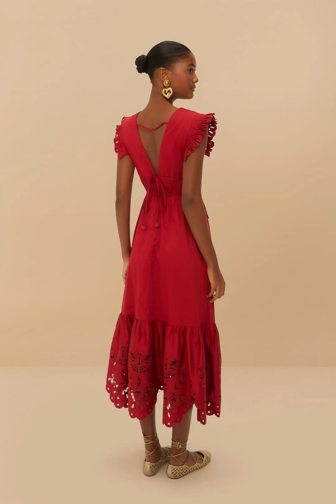Red Butterfly Cut-Out Midi Dress
