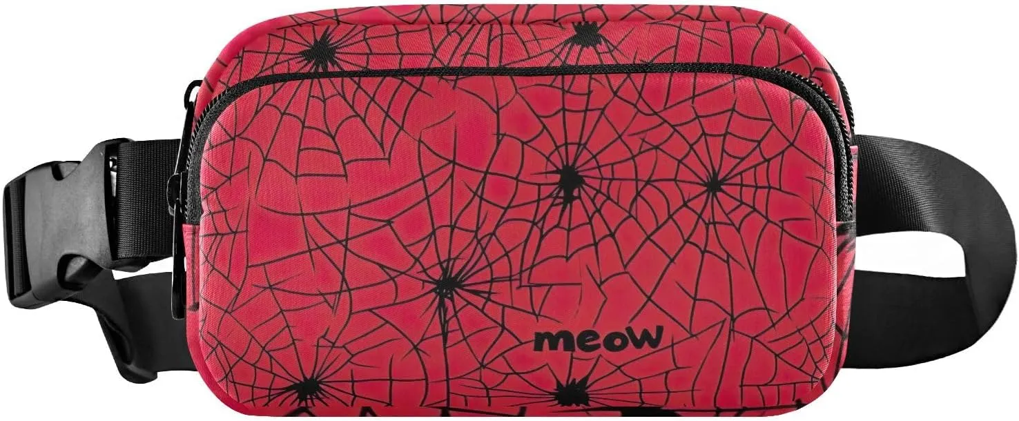 Red with Black Webs Belt Bags Everywhere Belt Bag with Adjustable Strap Waterproof Crossbody Bags for Women