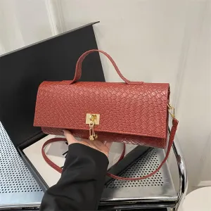 Retro Synthetic Leather Woven flip Ladies Clutch Elegant Evening Bag Burgundy Wallet Women Dress Party Wedding Article Article