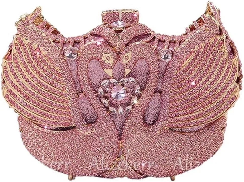 Rhinestone Clutch Swan Shaped Rhinestone Evening Bags Women Gorgeous Diamond Metal Clutch Purses And Handbags Wedding Party