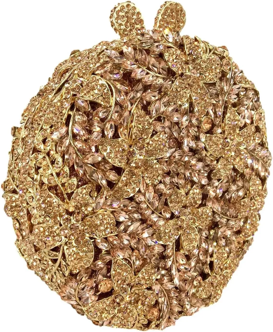 Rhinestone Evening Clutch for Women Flower Full Diamond Round Handbag Gorgeous Shining Shoulder Ball Banquet Bag