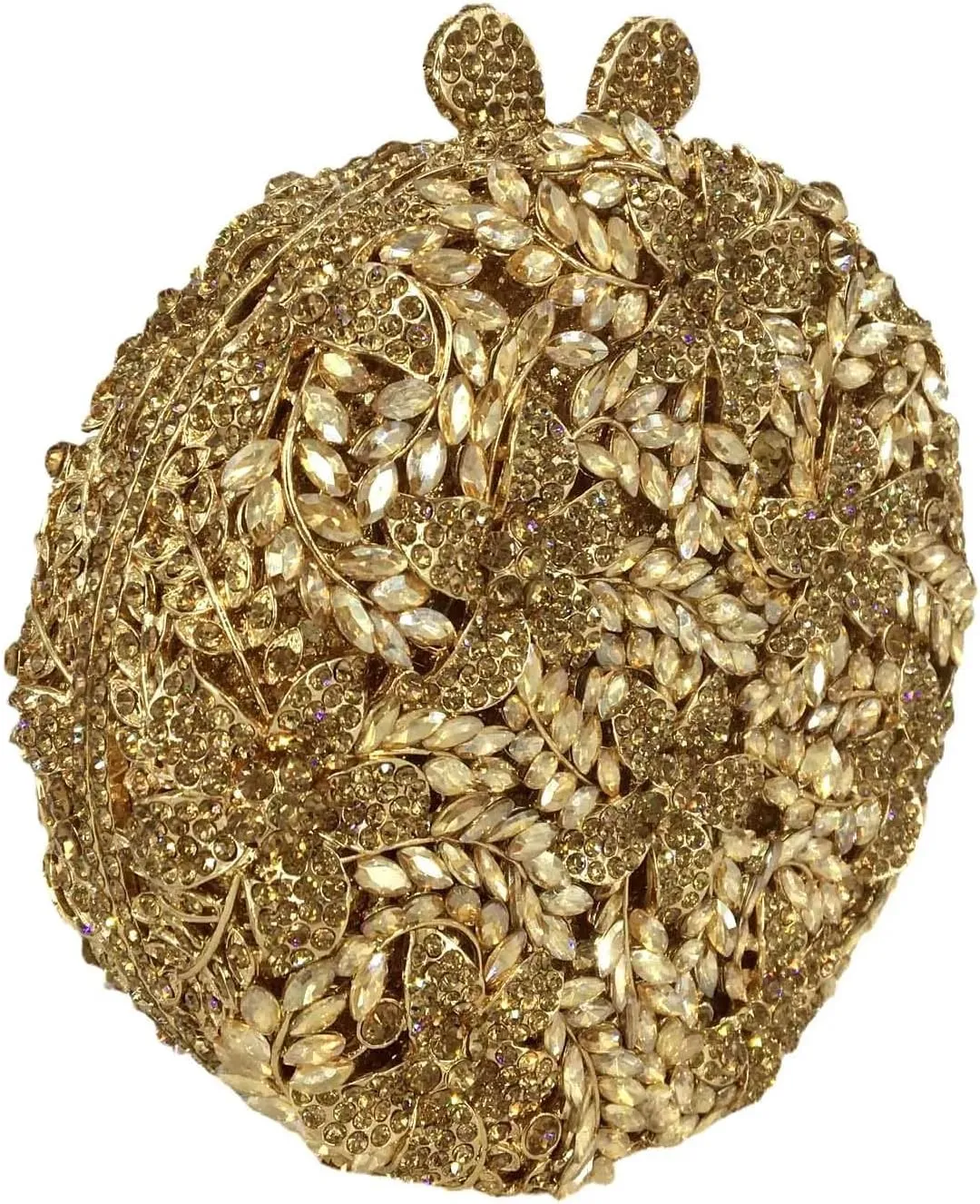 Rhinestone Evening Clutch for Women Flower Full Diamond Round Handbag Gorgeous Shining Shoulder Ball Banquet Bag