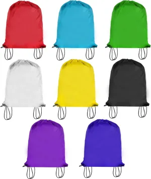 RUGLAMZHIP 8Pcs WaterProof Drawstring Backpacks Bulk String Bag Cinch Sack Pack Storage Knapsack Polyester Gift Bags Sports Drawstring Bags for Trip Gym Party Bags(8 Colors)