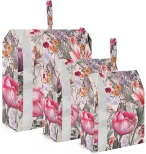 Rustic Floral Butterfly Packing Cubes Set of 3, Lightweight Travel Luggage Organizers Foldable Bags for Easy Packing and Organization
