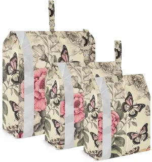 Rustic Floral Butterfly Packing Cubes Set of 3, Lightweight Travel Luggage Organizers Foldable Bags for Easy Packing and Organization