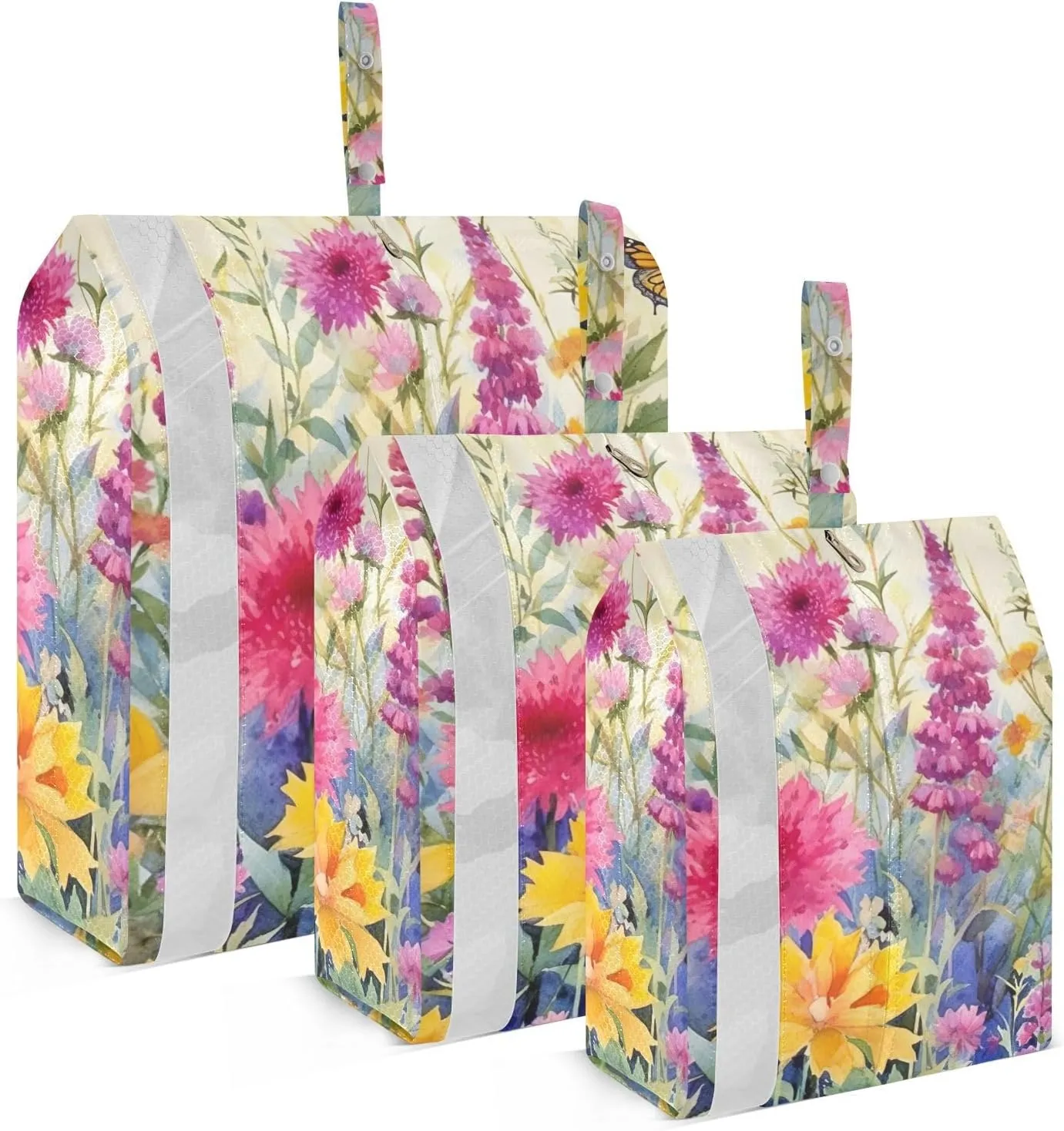 Rustic Flowers Packing Cubes Set of 3, Lightweight Travel Luggage Organizers Foldable Bags for Easy Packing and Organization