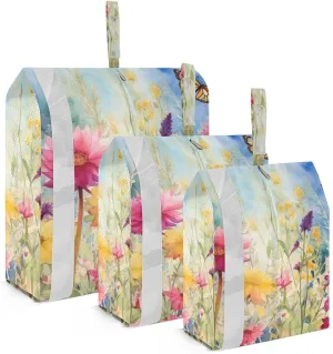 Rustic Flowers Packing Cubes Set of 3, Lightweight Travel Luggage Organizers Foldable Bags for Easy Packing and Organization