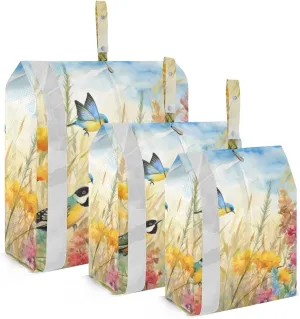 Rustic Flowers Packing Cubes Set of 3, Lightweight Travel Luggage Organizers Foldable Bags for Easy Packing and Organization
