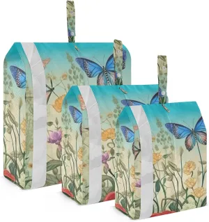 Rustic Flowers Packing Cubes Set of 3, Lightweight Travel Luggage Organizers Foldable Bags for Easy Packing and Organization