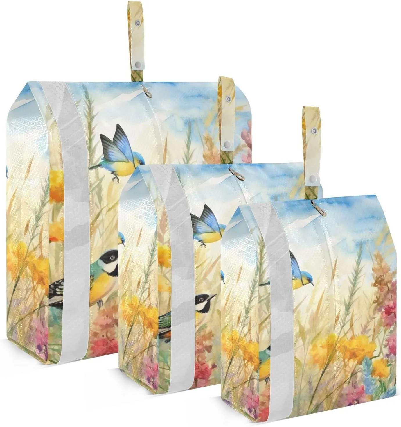 Rustic Flowers Packing Cubes Set of 3, Lightweight Travel Luggage Organizers Foldable Bags for Easy Packing and Organization