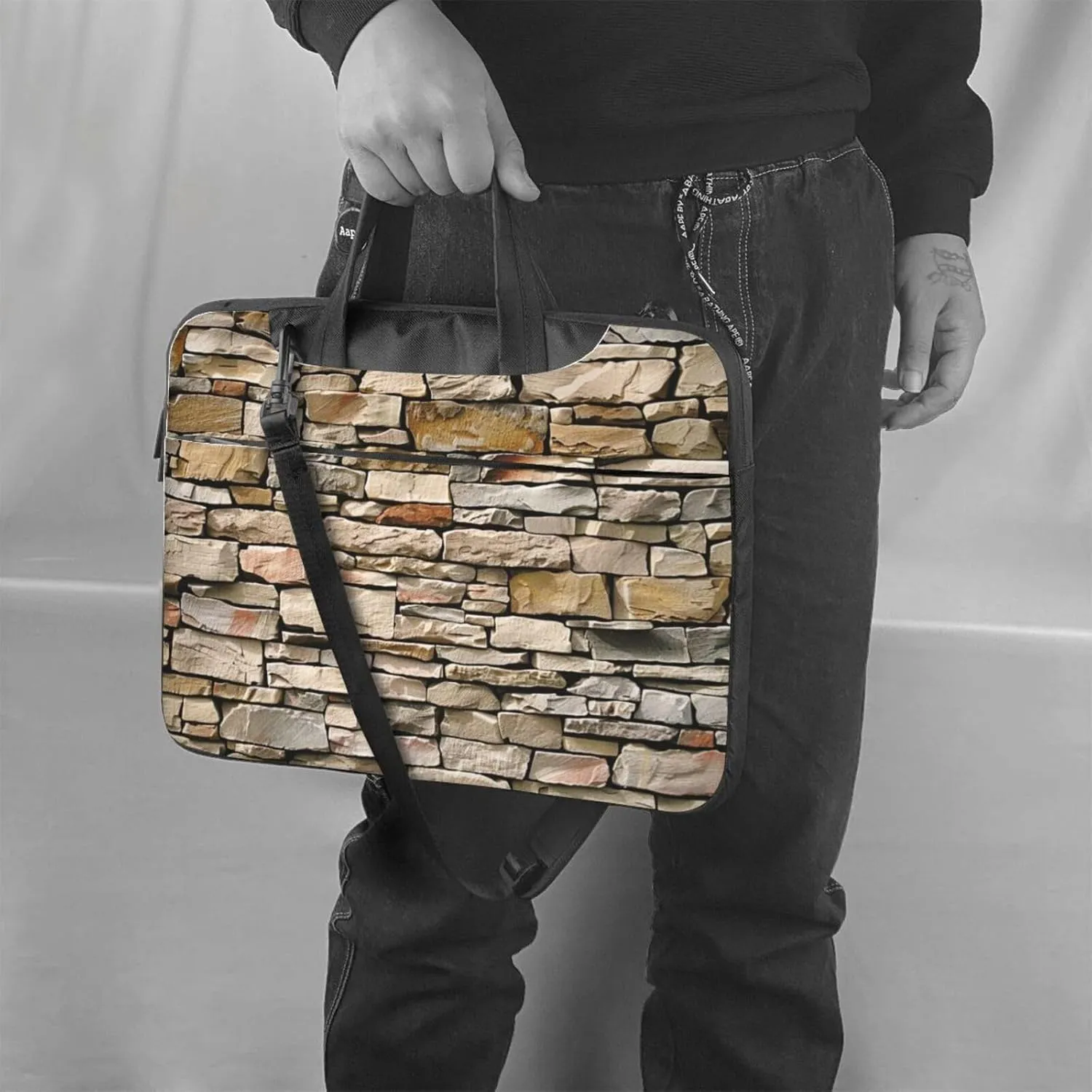 Rustic Stone Wall Laptop Tote Bag Travel Business Computer Bag Work Bag for Men Women
