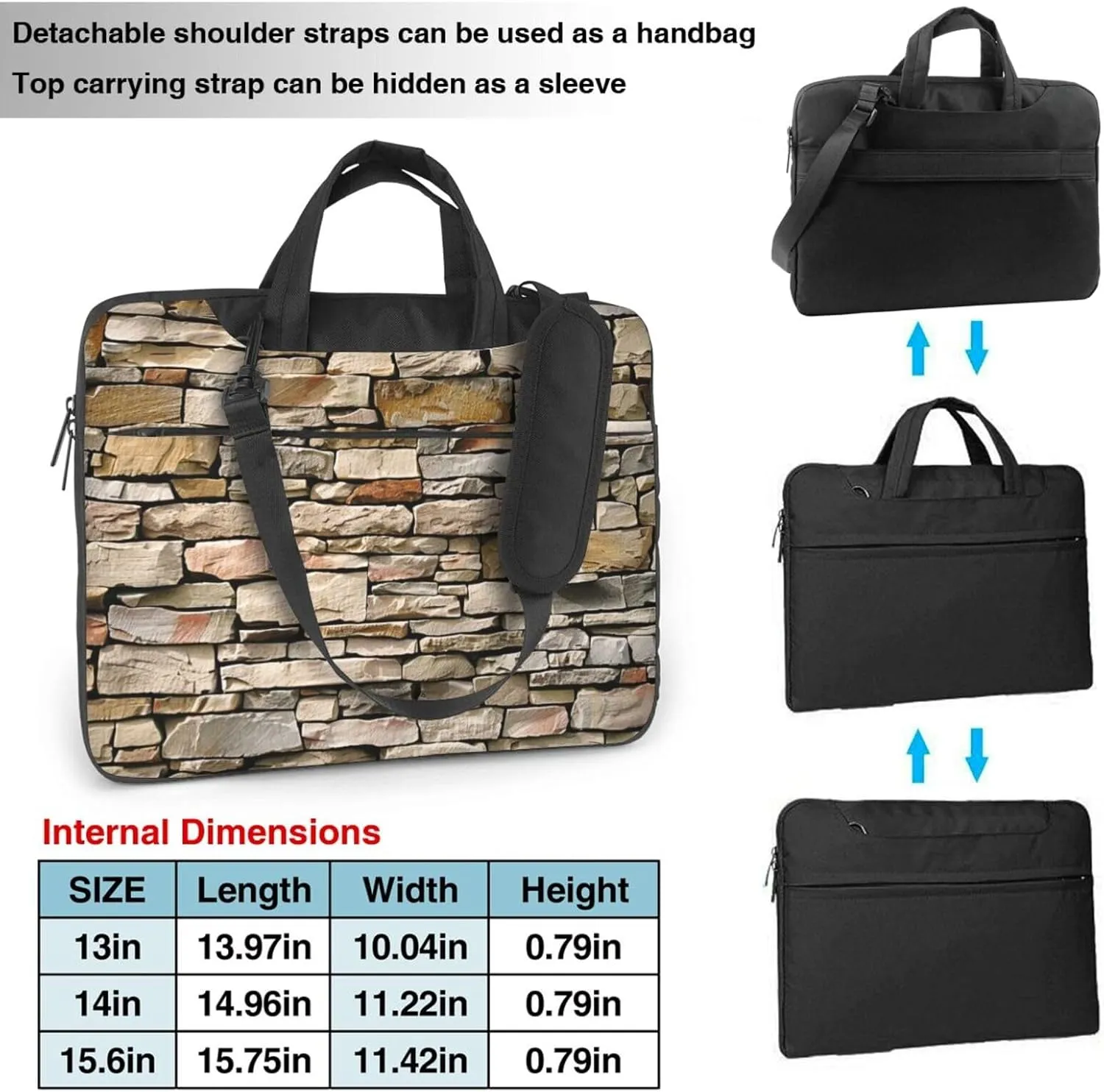 Rustic Stone Wall Laptop Tote Bag Travel Business Computer Bag Work Bag for Men Women