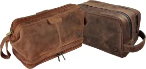 RUSTIC TOWN Quality Premium Leather Toiletry Bags Combo - The Best Masculine Travel Organizer Gift For Men Women