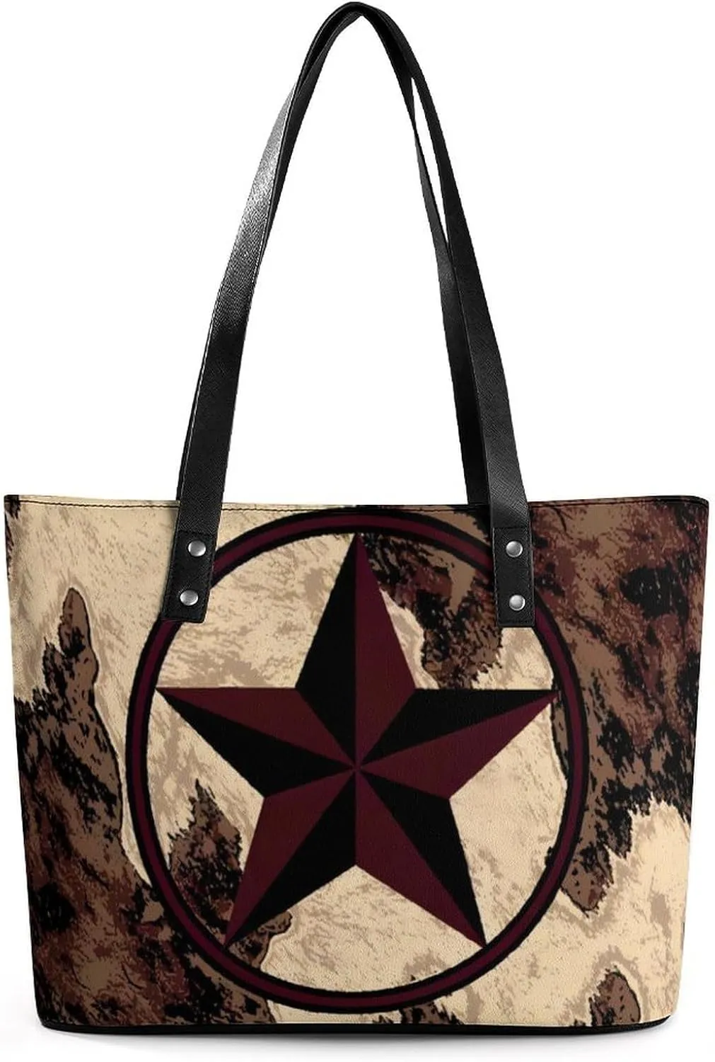 Rustic Western Country Texas Star Cowboy Cowgirl Women Tote Bags Top Handle Satchel Handbags Faux Leather Tassel Shoulder Purse