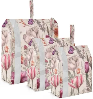 Rustic Wild Flowers Packing Cubes Set of 3, Lightweight Travel Luggage Organizers Foldable Bags for Easy Packing and Organization