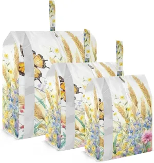 Rustic Wildflowers Butterfly Packing Cubes Set of 3, Lightweight Travel Luggage Organizers Foldable Bags for Easy Packing and Organization