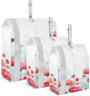 Rustic Wildflowers Butterfly Packing Cubes Set of 3, Lightweight Travel Luggage Organizers Foldable Bags for Easy Packing and Organization