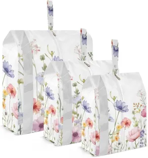 Rustic Wildflowers Packing Cubes Set of 3, Lightweight Travel Luggage Organizers Foldable Bags for Easy Packing and Organization
