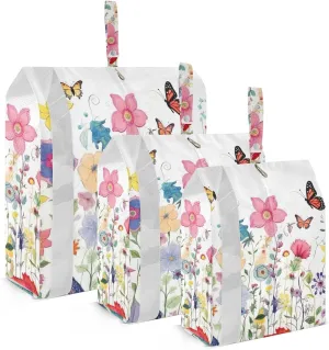 Rustic Wildflowers Packing Cubes Set of 3, Lightweight Travel Luggage Organizers Foldable Bags for Easy Packing and Organization