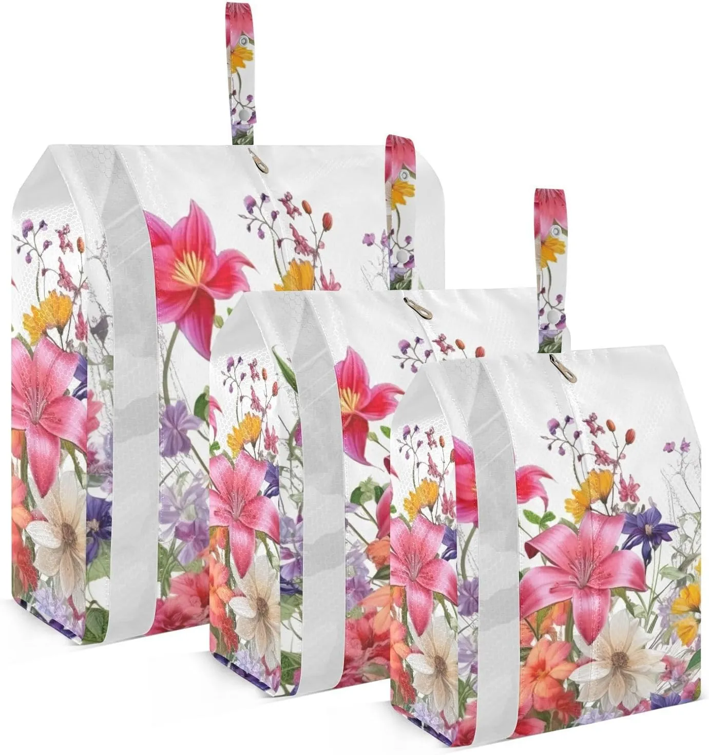 Rustic Wildflowers Packing Cubes Set of 3, Lightweight Travel Luggage Organizers Foldable Bags for Easy Packing and Organization