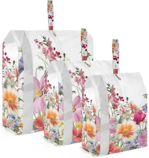 Rustic Wildflowers Packing Cubes Set of 3, Lightweight Travel Luggage Organizers Foldable Bags for Easy Packing and Organization