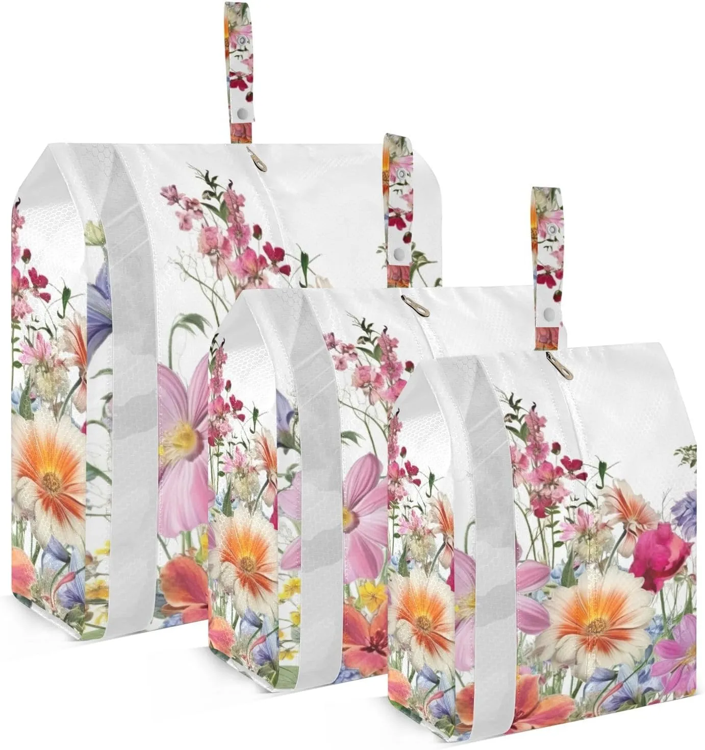 Rustic Wildflowers Packing Cubes Set of 3, Lightweight Travel Luggage Organizers Foldable Bags for Easy Packing and Organization