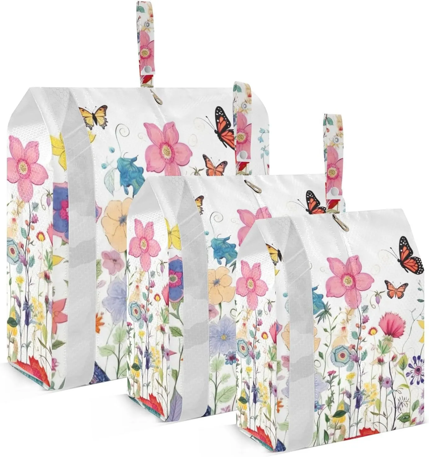 Rustic Wildflowers Packing Cubes Set of 3, Lightweight Travel Luggage Organizers Foldable Bags for Easy Packing and Organization