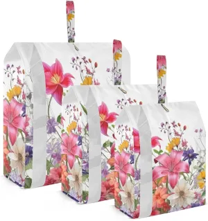 Rustic Wildflowers Packing Cubes Set of 3, Lightweight Travel Luggage Organizers Foldable Bags for Easy Packing and Organization