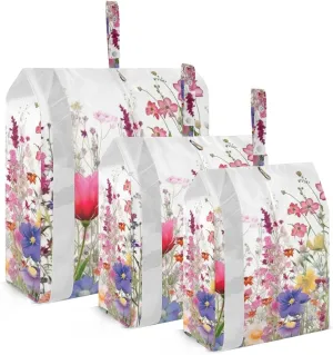Rustic Wildflowers Packing Cubes Set of 3, Lightweight Travel Luggage Organizers Foldable Bags for Easy Packing and Organization