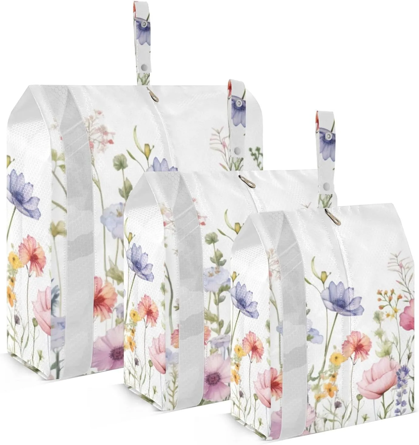 Rustic Wildflowers Packing Cubes Set of 3, Lightweight Travel Luggage Organizers Foldable Bags for Easy Packing and Organization
