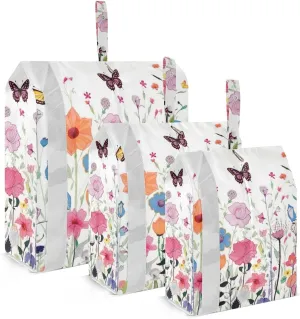 Rustic Wildflowers Packing Cubes Set of 3, Lightweight Travel Luggage Organizers Foldable Bags for Easy Packing and Organization