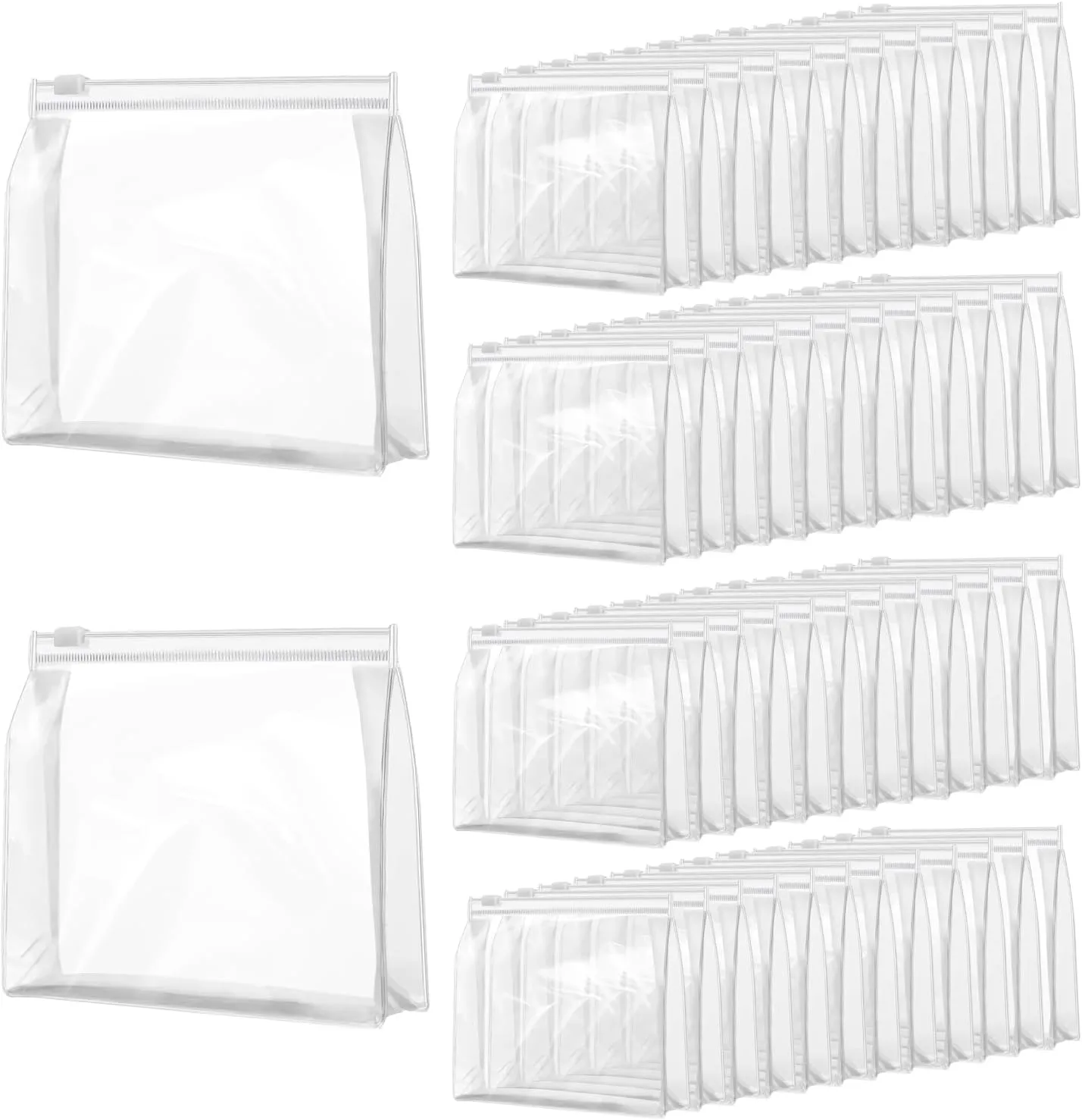 SAREAL Mini Clear Makeup Bag, 50 Pcs Clear Organizer Bags Makeup Bag with Zipper for Organizing, Clear Cosmetic Bags Swimsuit Bags Travel Bags for Women Men, 5.9 x 5.1 x 1.57 IN, SQSND-50P-CLEAR