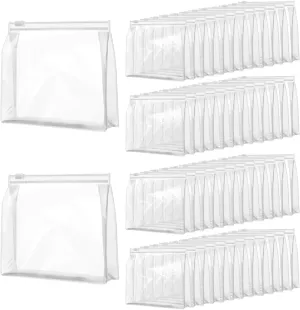 SAREAL Mini Clear Makeup Bag, 50 Pcs Clear Organizer Bags Makeup Bag with Zipper for Organizing, Clear Cosmetic Bags Swimsuit Bags Travel Bags for Women Men, 5.9 x 5.1 x 1.57 IN, SQSND-50P-CLEAR