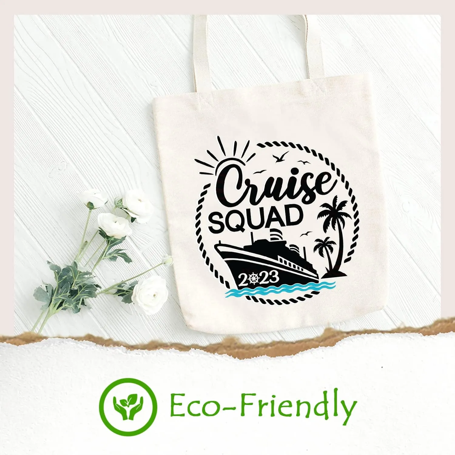 SAUIVD Cruise Squad Ship Graphic Canvas Tote Bag Eco Friendly Shoulder Casual Shopping Bag Funny Cruise Handbag