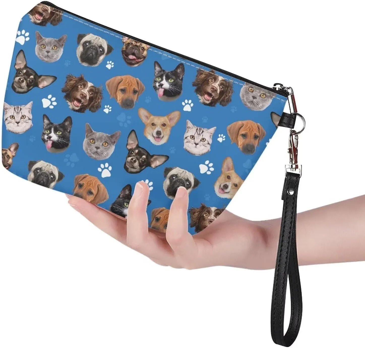SEANATIVE Cute Animal Puppy Print Makeup Bag for Women Girls Zipper Cosmetic Pouch Multifunctional Makeup Brushes Storage Bag