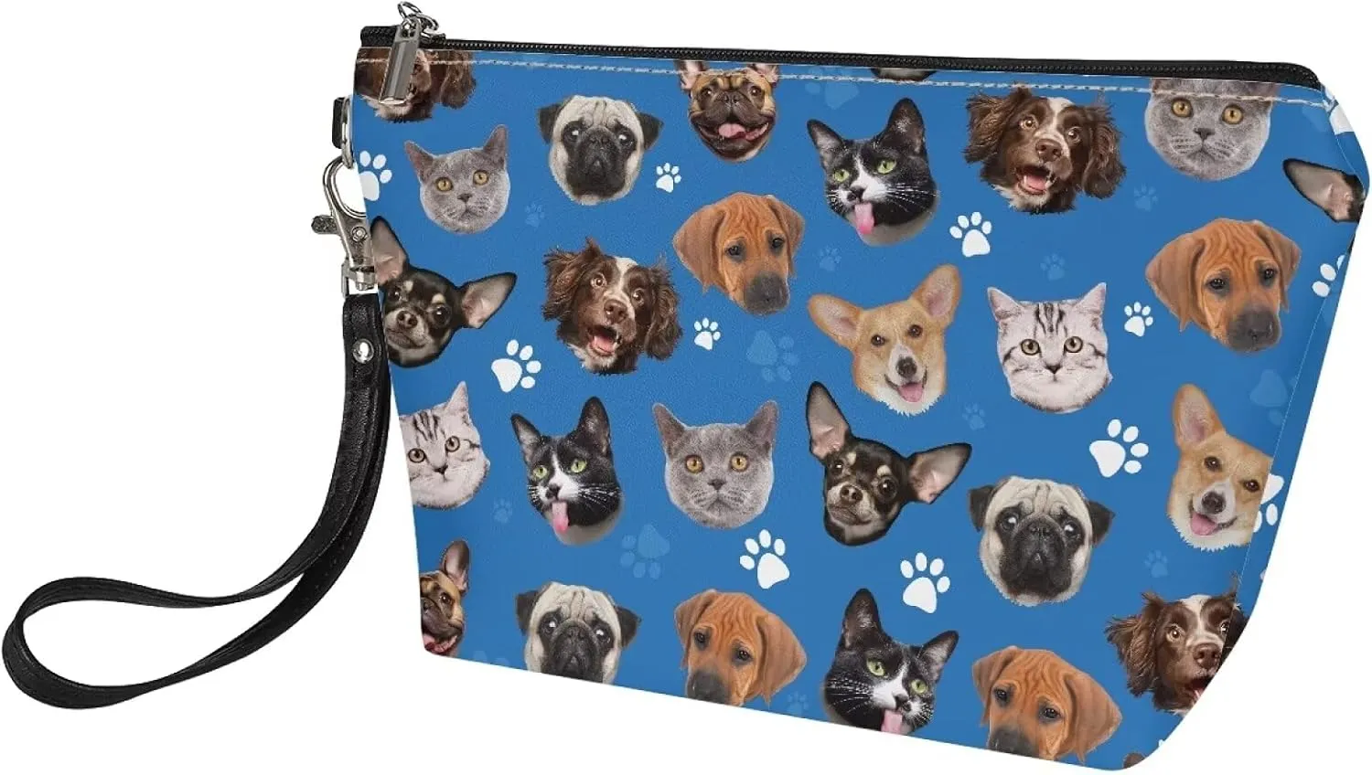 SEANATIVE Cute Animal Puppy Print Makeup Bag for Women Girls Zipper Cosmetic Pouch Multifunctional Makeup Brushes Storage Bag