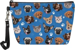 SEANATIVE Cute Animal Puppy Print Makeup Bag for Women Girls Zipper Cosmetic Pouch Multifunctional Makeup Brushes Storage Bag