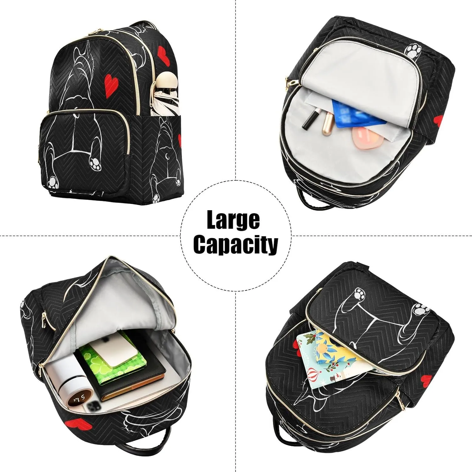 senya Fashion Backpack Mini Backpack Purse Casual Daily Backpack Heart Bulldog for Travel for College Work